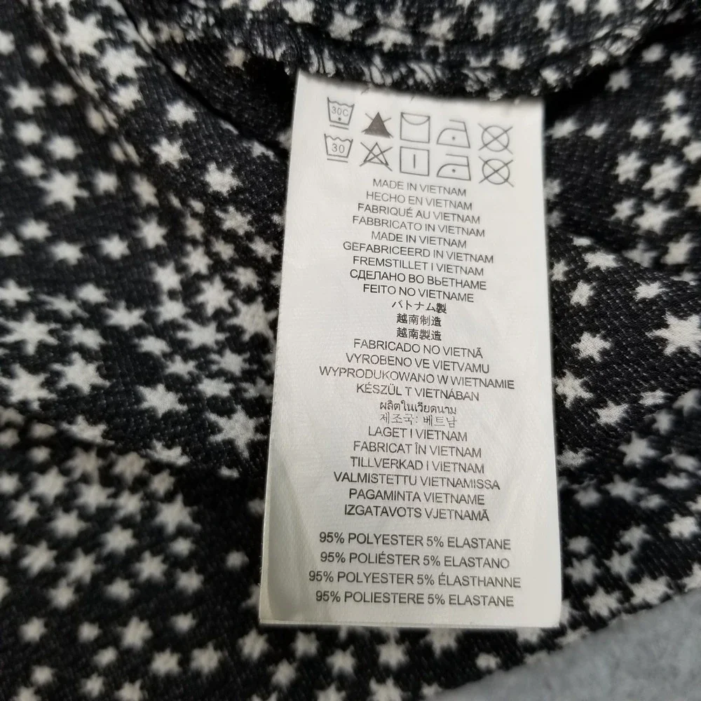 Michael Kors Top Womens M Medium Black White Stars Cold Shoulder Whimsy Blouse